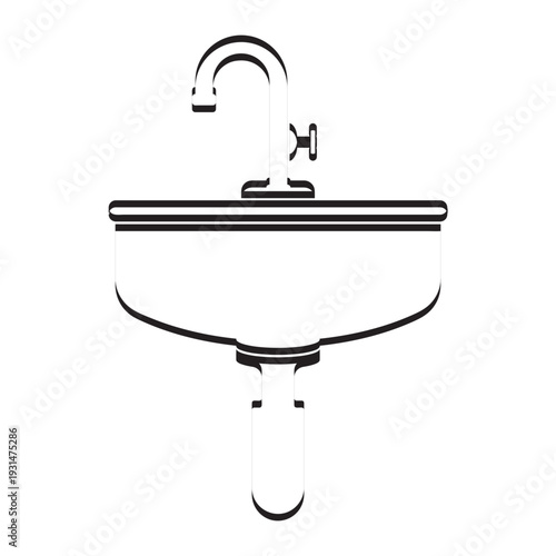 vector icon of a bathroom washbasin with a faucet
