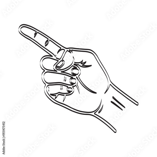 vector illustration of a hand gesturing with the index finger pointing to the upper left