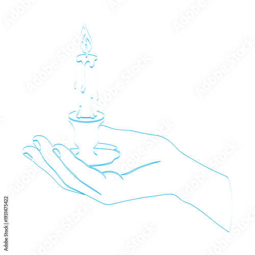 a silhouette of a hand holding a lit candle, usually used as a symbol of hope, faith, prayer, or remembrance