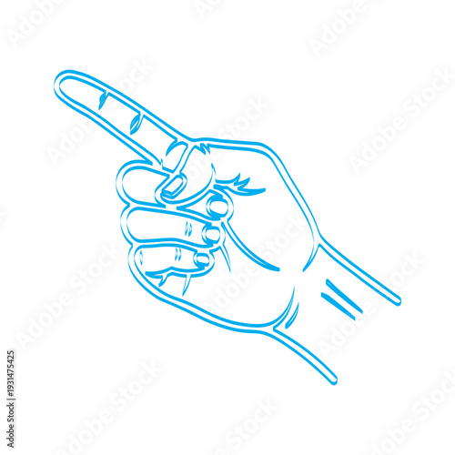 vector illustration of a hand gesturing with the index finger pointing to the upper left