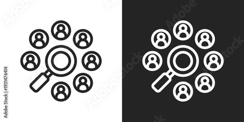 Human Resources Icon In Black And White Line Style