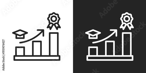 Higher Education Icon In Black And White Line Style