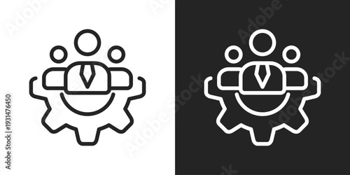 Stakeholder Icon In Black And White Line Style