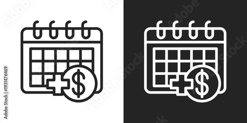 Pay Day Icon In Black And White Line Style