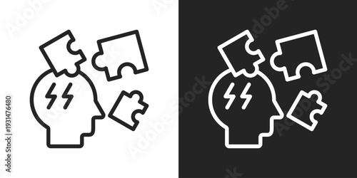 Difficulty Icon In Black And White Line Style
