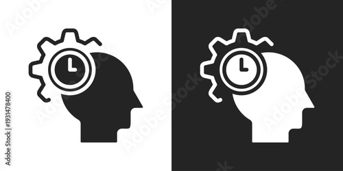 Self Control Icon In Black And White Glyph Style