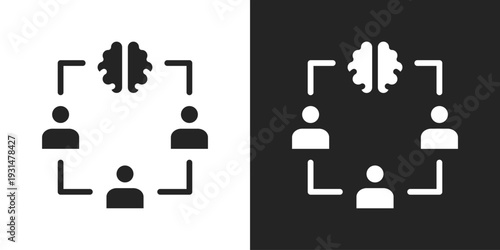Teamwork Icon In Black And White Glyph Style