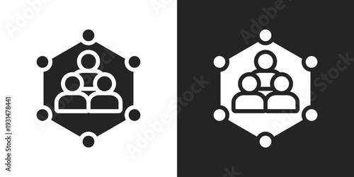 Participating Icon In Black And White Glyph Style