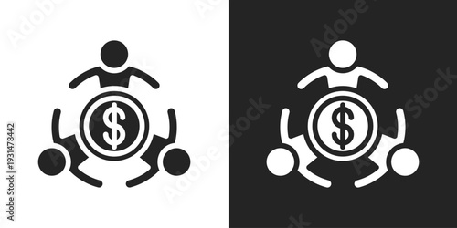 Money Management Icon In Black And White Glyph Style