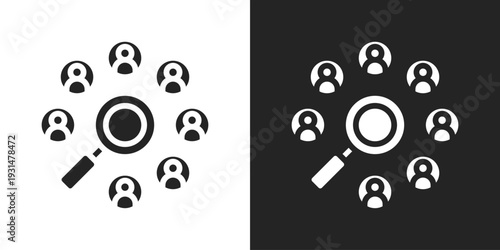 Human Resources Icon In Black And White Glyph Style
