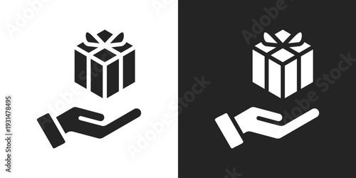 Gift Icon In Black And White Glyph Style
