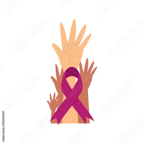 Breast Cancer Awareness Ribbon Illustration Set