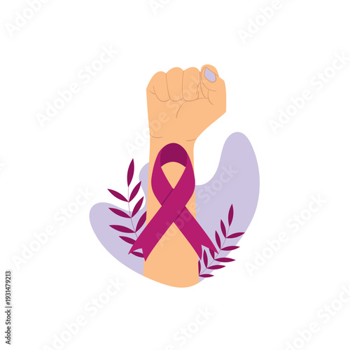Breast Cancer Awareness Ribbon Illustration Set