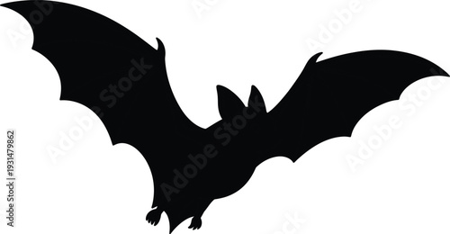 A cartoon drawing of a flying bat in mid air with outstretched wings