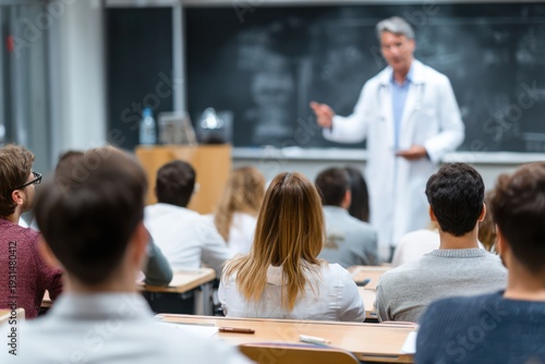 Medical speaker lecturing students in class