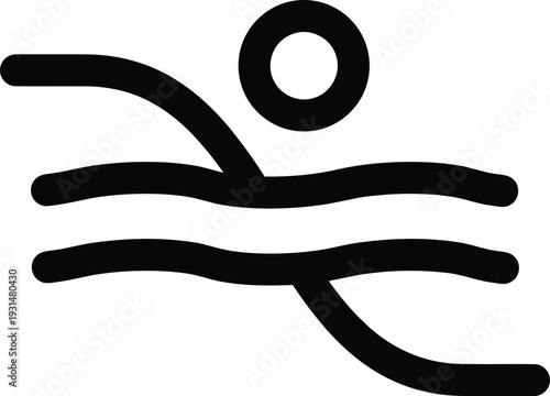 Black swimming icon vector