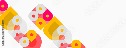 Abstract colorful overlapping circles forming text. Bright hues create playful visual effect. Minimalist design, modern aesthetic.