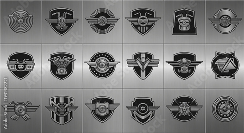 Collection of Various Shield Emblems and Badges.