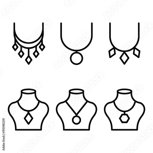 Collection of Delicate Necklaces Featuring Various Pendants and Jewelry Display Busts