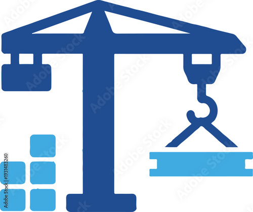 Construction Crane Icon Lifting Beam with Blocks
