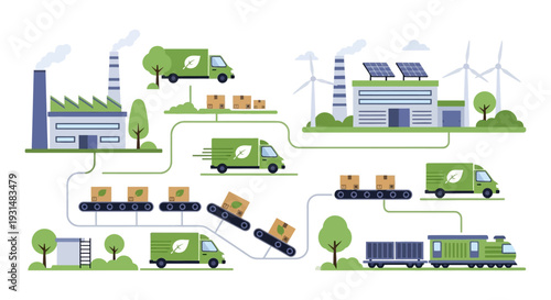 Green Logistics & Sustainable Supply Chain Network. Eco-Friendly Production, Renewable Energy, and Responsible Transportation.