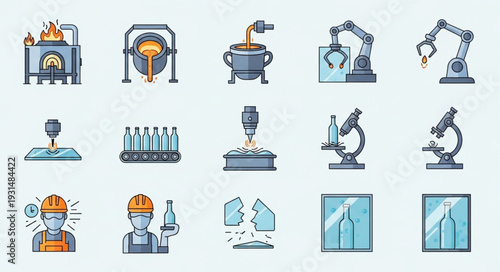 Industrial and Scientific Equipment Icons Collection.