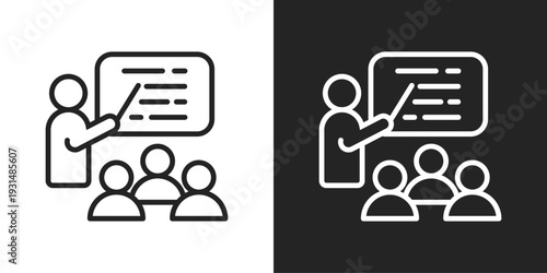 Training Icon In Black And White Line Style