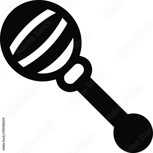 Baby rattle silhouette vector art illustration and minimal black and white design