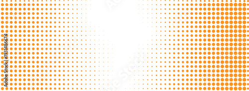 Orange Halftone Dots Gradient Background Pop Art Comic Style Radial Circle Pattern Abstract Retro Texture