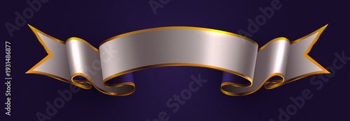 Elegant silver and gold blank ribbon banner with a luxurious design.