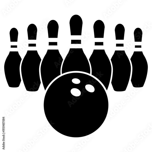 Bowling icon vector. Bowling ball Illustration sign. Bowling pins symbol. Sport logo.