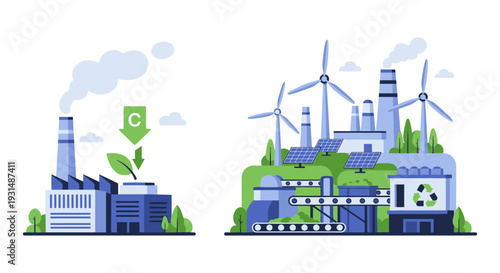 Sustainable Industry Transformation: From Carbon Emissions to Green Energy, Recycling, and Eco-Friendly Manufacturing with Wind & Solar Power
