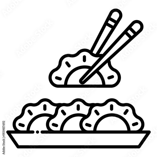 Dumplings with Chopsticks Icon Vector Illustration