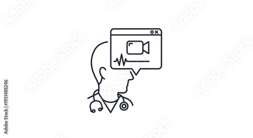 A doctor is having a video call on a computer screen during a medical consultation online.