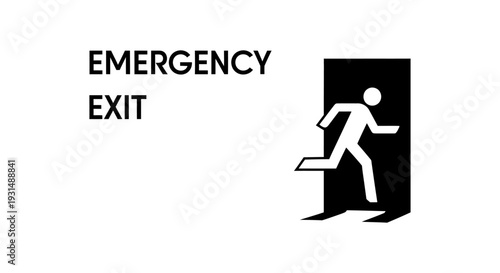 a clear emergency exit sign with a running man symbol indicating a safe escape route in a building