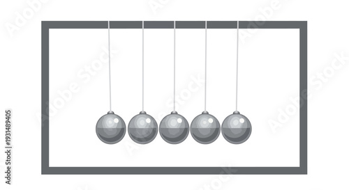 Newton's Cradle with Five Silver Spheres in Motion