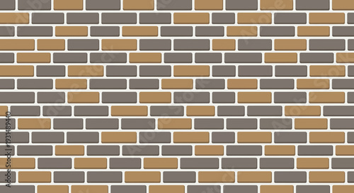 Seamless brick wall pattern with alternating brown and gray bricks
