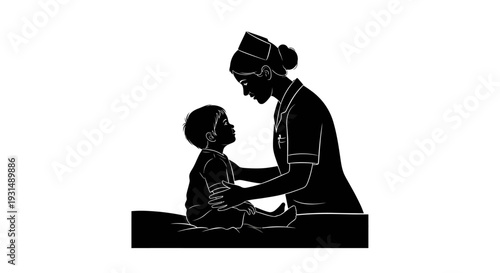 Intimate moment between mother and child sitting together on the floor in a serene environment from a side viewpoint