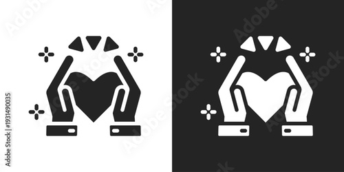 Compassion Icon In Black And White Glyph Style