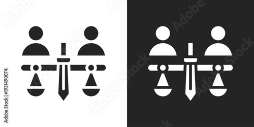 Justice Icon In Black And White Glyph Style