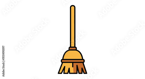 Simple vector illustration of a classic wooden broom icon