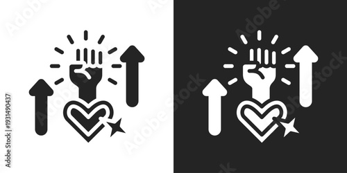 Empowerment Icon In Black And White Glyph Style