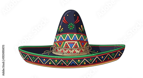 Colorful traditional Mexican sombrero with intricate geometric patterns