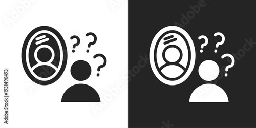 Reflection Icon In Black And White Glyph Style