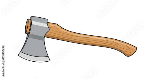Vector illustration of a traditional wooden-handled axe
