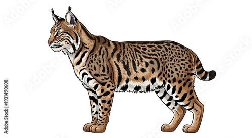 Illustration of a European Lynx with Detailed Fur Pattern