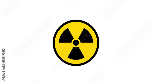 Radiation warning symbol on white background for safety and hazard awareness