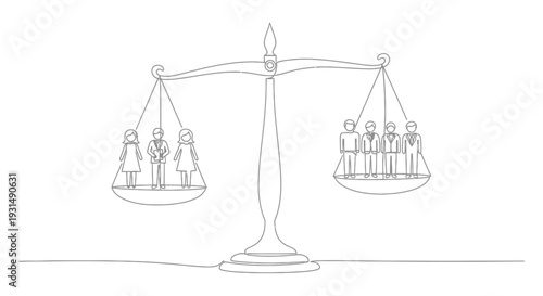 Scales of Justice Balancing Men and Women Figures
