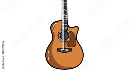 Vector illustration of an acoustic guitar with a brown body