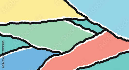 Colorful Abstract Shapes with Black Outlines.